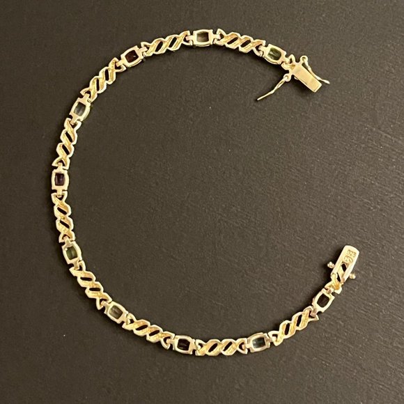 Multi-colored Gemstone & SilverTennis Bracelet, 8" - Picture 14 of 14